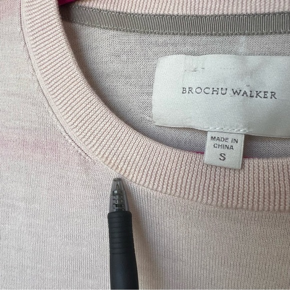 Brochu Walker Pale Pink Merino Wool Sweater Long Sleeve Small - Picture 4 of 11